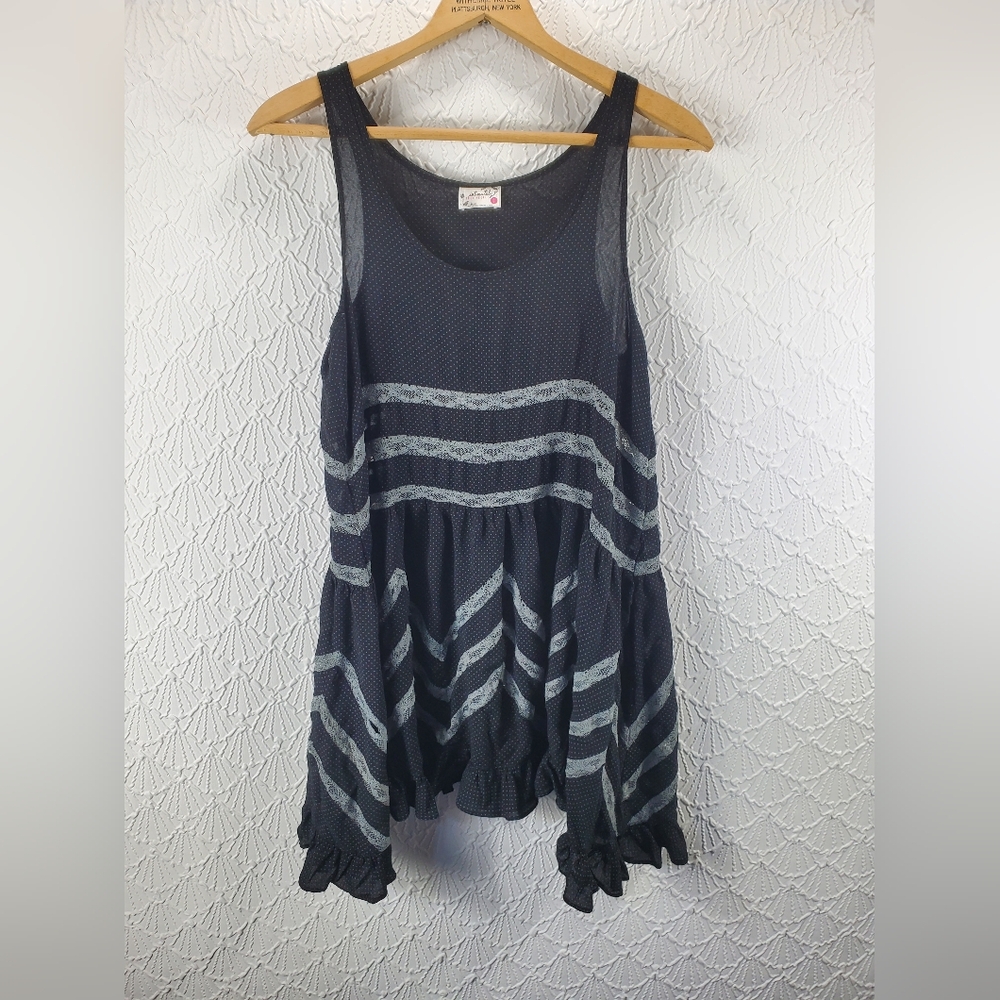 Free People Black and Gray Intimate Dress